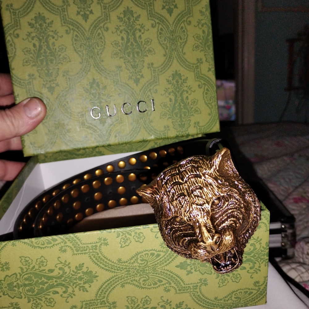 Gucci Gold Tiger Head Belt